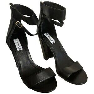 Steve Madden Women's 7.5 Black Ankle Boots Open Toe W/ Zipper & Adjustable Strap
